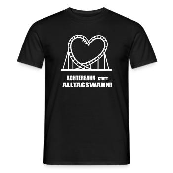 Roller coaster instead of everyday mania - Men's T-Shirt - black - Front - AI Model Male 178 light (178cm)