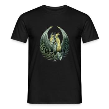 Green Dragon Surrounded by Fern - Men's T-Shirt - black - Front - AI Model Male 178 light (178cm)