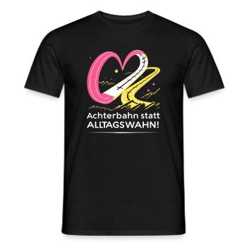 Roller coaster instead of everyday mania - Men's T-Shirt - black - Front - AI Model Male 178 light (178cm)