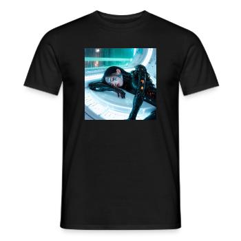 N-dless Nights: Sleeping cyberpunk girl - Men's T-Shirt - black - Front - AI Model Male 178 light (178cm)