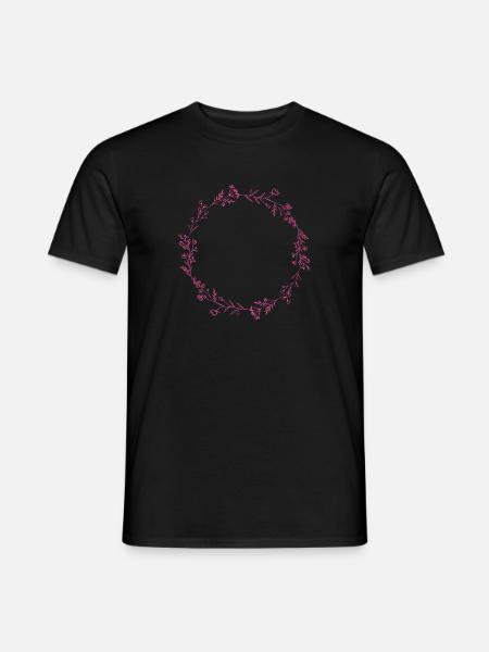 Flower circle of pink flowers - Men's T-Shirt - black