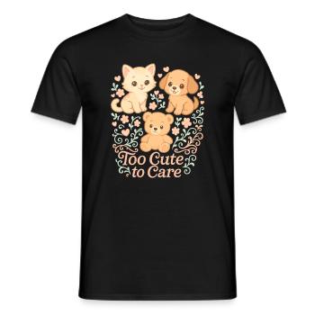 Too Cute to Care – Katze, Hund & Bär - Männer T-Shirt - Schwarz - Vorne - AI Model Male 178 light (178cm)