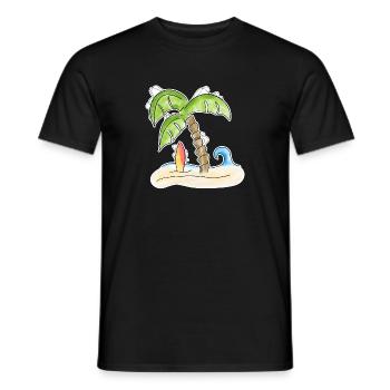 Surfbrett unter Palme - Männer T-Shirt - Schwarz - Vorne - AI Model Male 178 light (178cm)