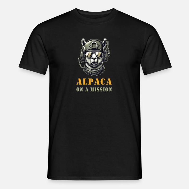 Alpaka im Einsatz - Männer T-Shirt - Schwarz