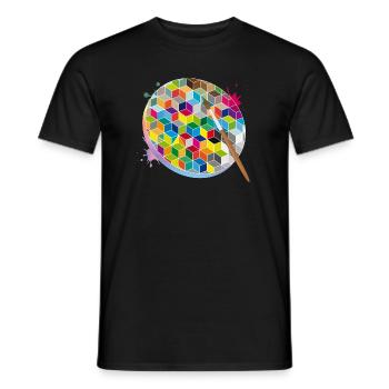 Creative Artist Palette with Geometric Colors - Men's T-Shirt - black - Front - AI Model Male 178 light (178cm)