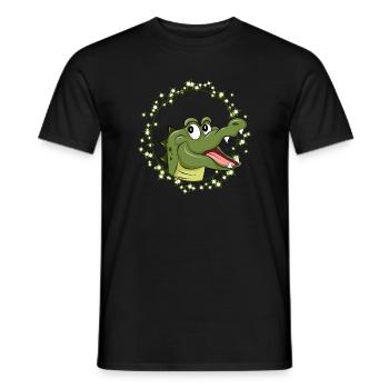 Lachendes Krokodil im Comic-Stil – Fröhliches Tier - Männer T-Shirt - Schwarz - Vorne - AI Model Male 178 light (178cm)