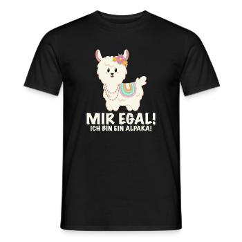 Alpaka mit lustigem Spruch und Blumen - Männer T-Shirt - Schwarz - Vorne - AI Model Male 178 light (178cm)