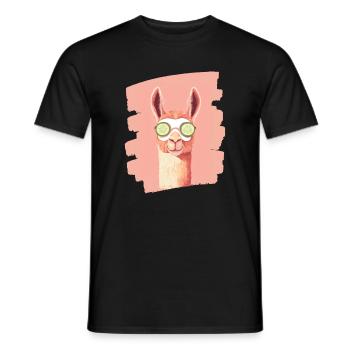 Llama Alpaca Beauty Selfcare Mask - Men's T-Shirt - black - Front - AI Model Male 178 light (178cm)