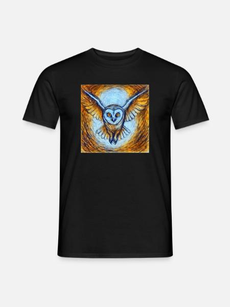 Leuchtende Eule im Flug - Männer T-Shirt - Schwarz