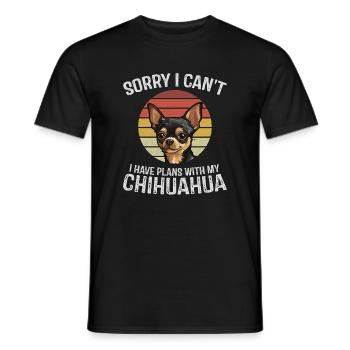 Chihuahua ludique avec coucher de soleil rétro - T-shirt homme - noir - Devant - AI Model Male 178 light (178cm)