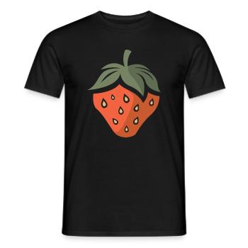 Icône de fraise dans le style bande dessinée et dessin animé - T-shirt homme - noir - Devant - AI Model Male 178 light (178cm)