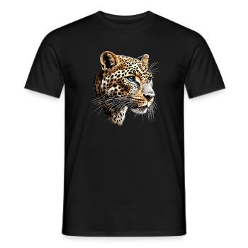 Leopard Panther Raubkatze Katze Panter Leoparden - Männer T-Shirt - Schwarz - Vorne - AI Model Male 178 light (178cm)