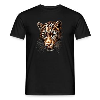 Leopard Panther Raubkatze Katze Panter Leoparden - Männer T-Shirt - Schwarz - Vorne - AI Model Male 178 light (178cm)