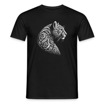 Leopard im Tribal Stil für Tierliebhaber - Männer T-Shirt - Schwarz - Vorne - AI Model Male 178 light (178cm)