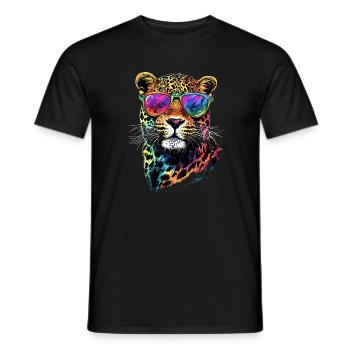 Leopard Panther Raubkatze Katze Panter Leoparden - Männer T-Shirt - Schwarz - Vorne - AI Model Male 178 light (178cm)