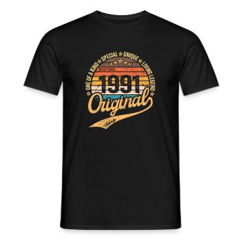 Rétro Vintage né en 1991 – Millésime 1991 - T-shirt homme - noir - Devant - AI Model Male 178 light (178cm)
