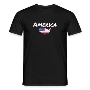 America USA Map American Flag America - Men's T-Shirt - black - Front - AI Model Male 178 light (178cm)
