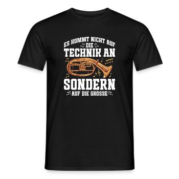 Tenorhorn - Es Kommt auf die Größe an - Männer T-Shirt - Schwarz - Vorne - AI Model Male 178 light (178cm)