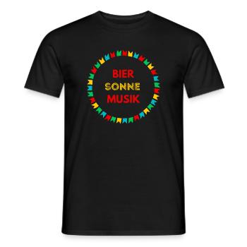 Bier Sonne Musik - Sommerparty Design - Männer T-Shirt - Schwarz - Vorne - AI Model Male 178 light (178cm)