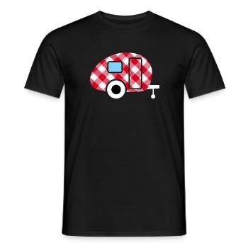 Caravan Caravan Checkered Check Pattern Camping Fan - Men's T-Shirt - black - Front - AI Model Male 178 light (178cm)