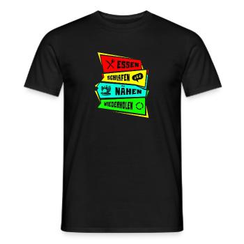 Eat. Sleep. Sew. Try again. - Men's T-Shirt - black - Front - AI Model Male 178 light (178cm)