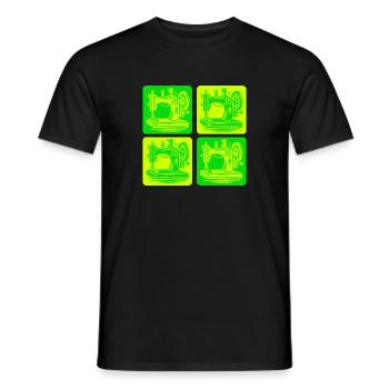 Conception de machines à coudre - T-shirt homme - noir - Devant - AI Model Male 178 light (178cm)