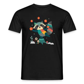 Verspielter Waschbär jongliert fröhlich mit Äpfeln - Männer T-Shirt - Schwarz - Vorne - AI Model Male 178 light (178cm)