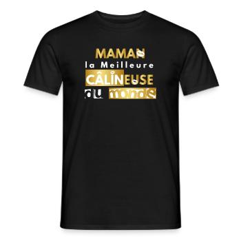 maman câlin version or - T-shirt homme - noir - Devant - AI Model Male 178 light (178cm)