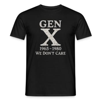 Génération X - On s’en fiche - T-shirt homme - noir - Devant - AI Model Male 178 light (178cm)