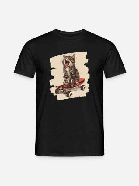 Skateboard Cat - Men's T-Shirt - black