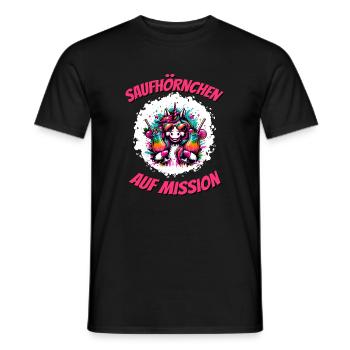 Malle Shirt Saufurlaub Einhorn Saufhörnchen Party - Männer T-Shirt - Schwarz - Vorne - AI Model Male 178 light (178cm)