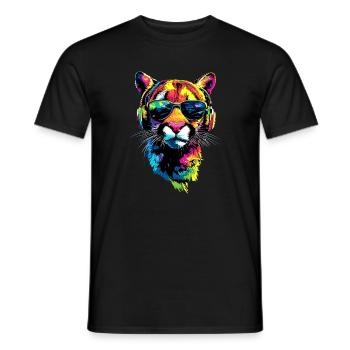 Panther Leopard Raubkatze Süße Großkatze Katzen - Männer T-Shirt - Schwarz - Vorne - AI Model Male 178 light (178cm)