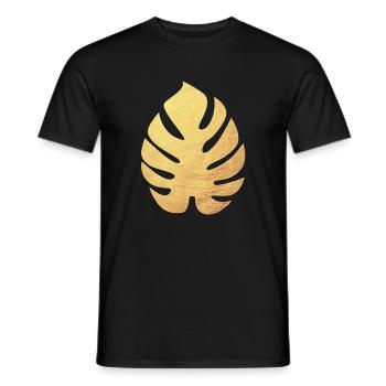 Feuille de Philodendron Or Botanique Nature Flore Organique - T-shirt homme - noir - Devant - AI Model Male 178 light (178cm)
