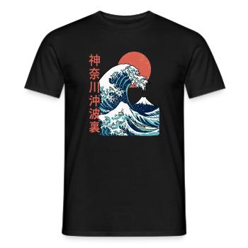 The big wave off Kanagawa - Men's T-Shirt - black - Front - AI Model Male 178 light (178cm)