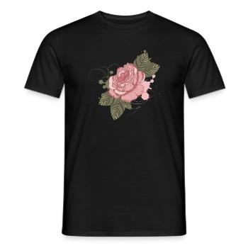Nostalgic vintage rose with graffiti elements - Men's T-Shirt - black - Front - AI Model Male 178 light (178cm)