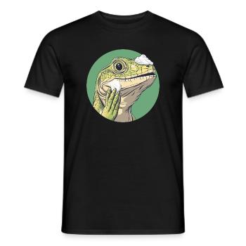 Rasage des lézards – plus doux que jamais ! - T-shirt homme - noir - Devant - AI Model Male 178 light (178cm)