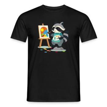 Creative raccoon for art lovers young and old - Men's T-Shirt - black - Front - AI Model Male 178 light (178cm)