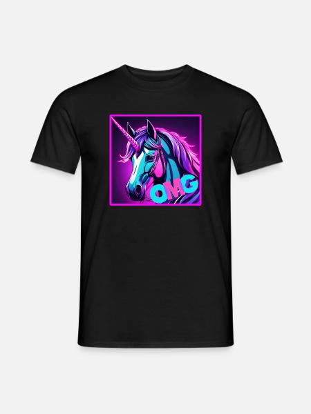buntes unicorn - Männer T-Shirt - Schwarz