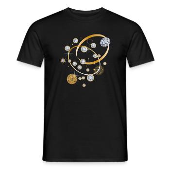 Diamanten-Konstellation in goldenen Bahnen - Männer T-Shirt - Schwarz - Vorne - AI Model Male 178 light (178cm)