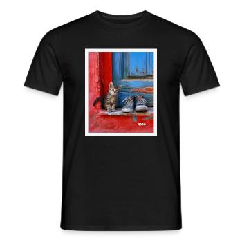 chat doux - T-shirt homme - noir - Devant - AI Model Male 178 light (178cm)