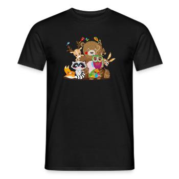 Des amoureux des animaux hauts en couleur unis – De joyeux compagnons de la forêt - T-shirt homme - noir - Devant - AI Model Male 178 light (178cm)