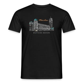 Munich Deutsches Museum Dessin à la main - T-shirt homme - noir - Devant - AI Model Male 178 light (178cm)