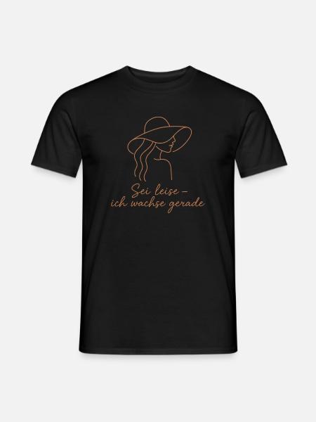 Quietly growing: Woman with a hat - Men's T-Shirt - black