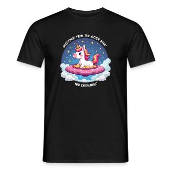 Unicorn from space - Men's T-Shirt - black - Front - AI Model Male 178 light (178cm)