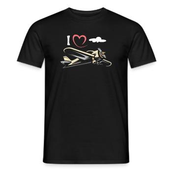 Airplane Love - Symbole de l’aviation et des pilotes - T-shirt homme - noir - Devant - AI Model Male 178 light (178cm)