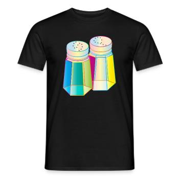 Salt & Pepper in a Prisma Glass – Colorful Spice - Men's T-Shirt - black - Front - AI Model Male 178 light (178cm)