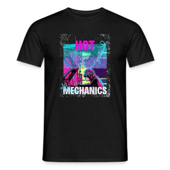 Hot Mechanics – Neon Monkey Garage Design - Men's T-Shirt - black - Front - AI Model Male 178 light (178cm)