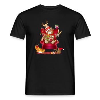 Scène de Noël confortable avec des animaux avec du charme - T-shirt homme - noir - Devant - AI Model Male 178 light (178cm)