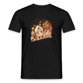 Kit maison en pain d’épices avec détails festifs - T-shirt homme - noir - Devant - AI Model Male 178 light (178cm)