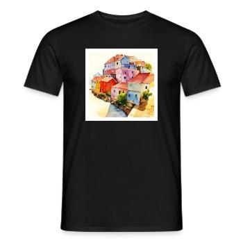 Optical Illusion - Abstract Art - Men's T-Shirt - black - Front - AI Model Male 178 light (178cm)